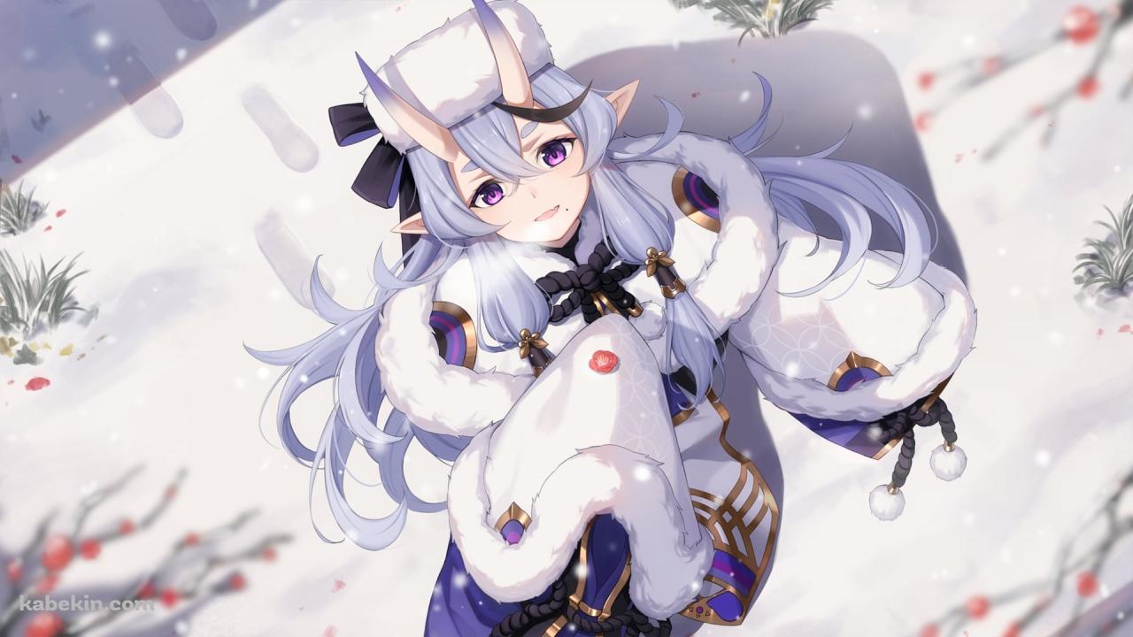 雪を見て微笑む竜胆 尊 / Rindou Mikoto / バーチャルYouTuber / Vtuberの壁紙(1280px x 720px) 高画質 PC・デスクトップ用