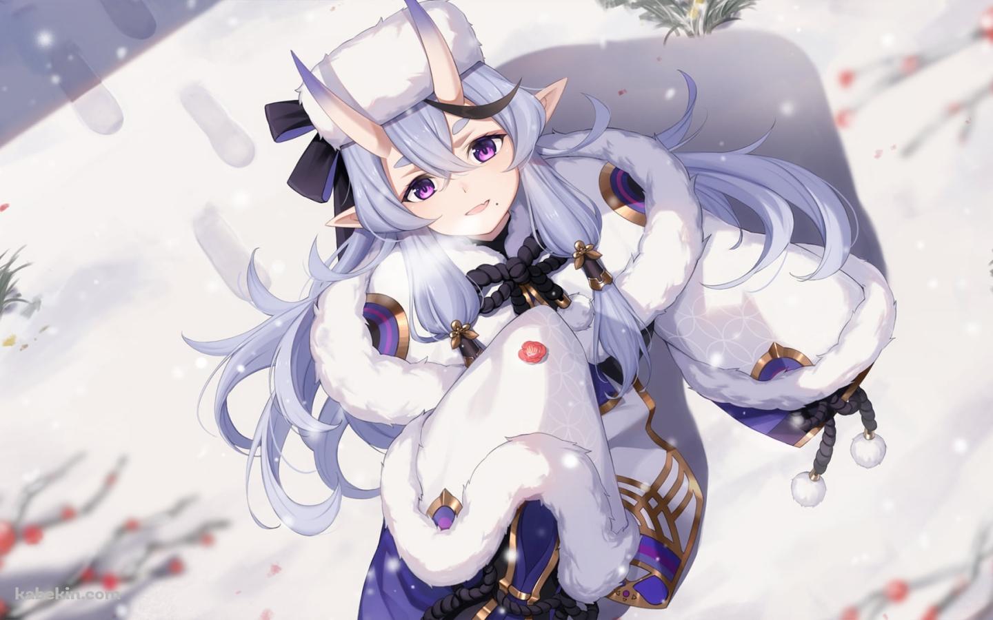 雪を見て微笑む竜胆 尊 / Rindou Mikoto / バーチャルYouTuber / Vtuberの壁紙(1440px x 900px) 高画質 PC・デスクトップ用