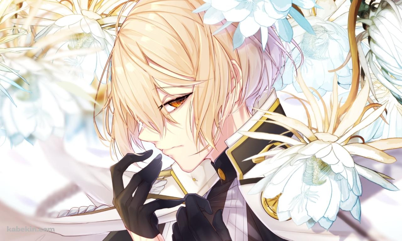 白い花とこちらをにらみつける髭切(ひげきり) / 刀剣乱舞の壁紙(1280px x 768px) 高画質 PC・デスクトップ用