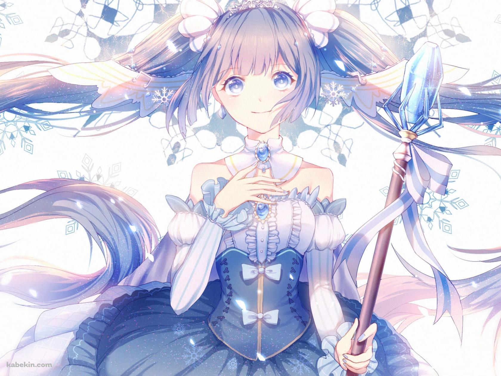 胸元に手をあてる杖を持つ雪ミク / 初音ミク / ボカロ / ボーカロイドの壁紙(1680px x 1260px) 高画質 PC・デスクトップ用