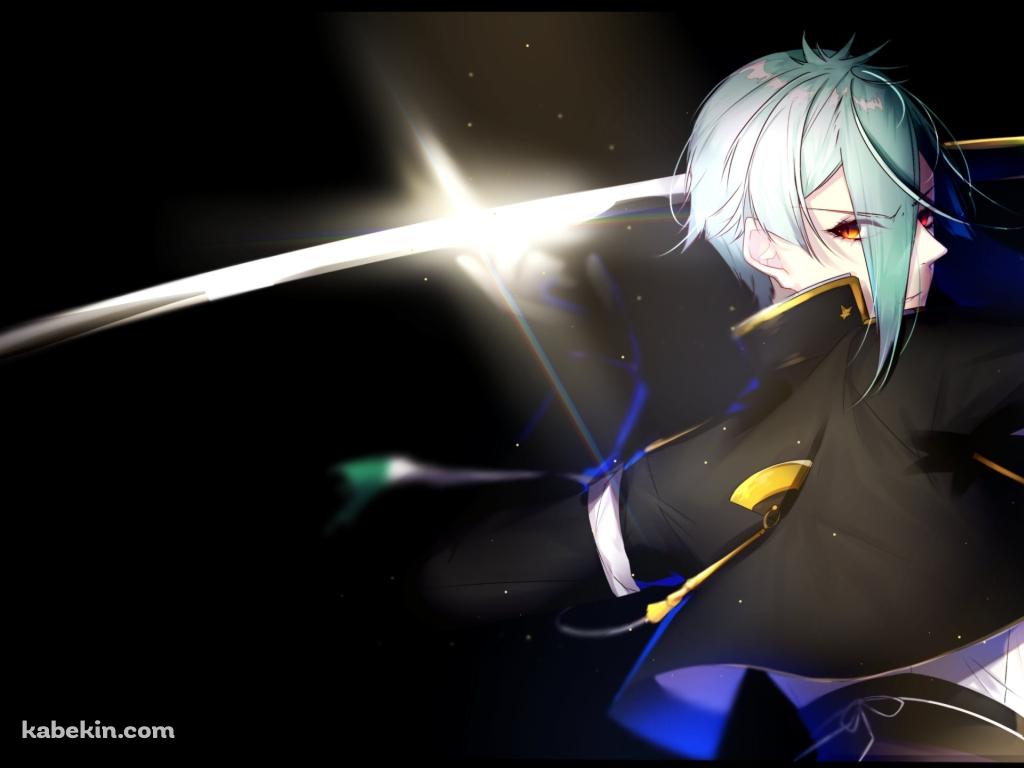 学ランを着て刀をかまえるかっこいい膝丸(ひざまる) / 刀剣乱舞の壁紙(1024px x 768px) 高画質 PC・デスクトップ用