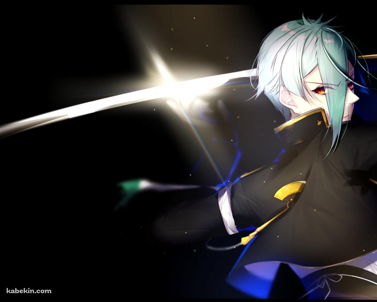 学ランを着て刀をかまえるかっこいい膝丸(ひざまる) / 刀剣乱舞の壁紙(1280px x 1024px) 高画質 PC・デスクトップ用