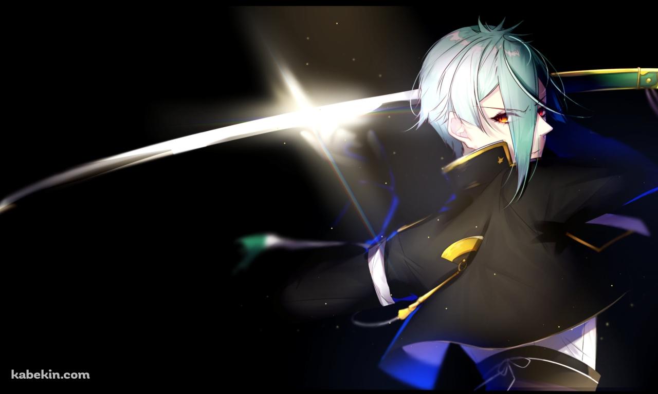 学ランを着て刀をかまえるかっこいい膝丸(ひざまる) / 刀剣乱舞の壁紙(1280px x 768px) 高画質 PC・デスクトップ用