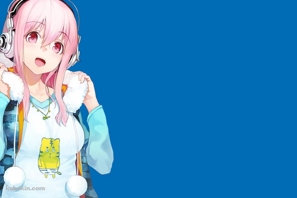 白いボンボンのついた襟巻を持つすーぱーそに子の壁紙(1152px x 768px) 高画質 PC・デスクトップ用
