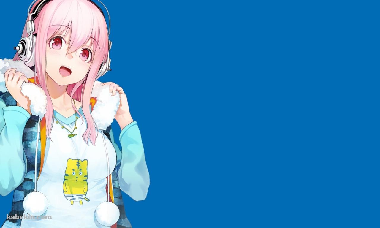 白いボンボンのついた襟巻を持つすーぱーそに子の壁紙(1280px x 768px) 高画質 PC・デスクトップ用