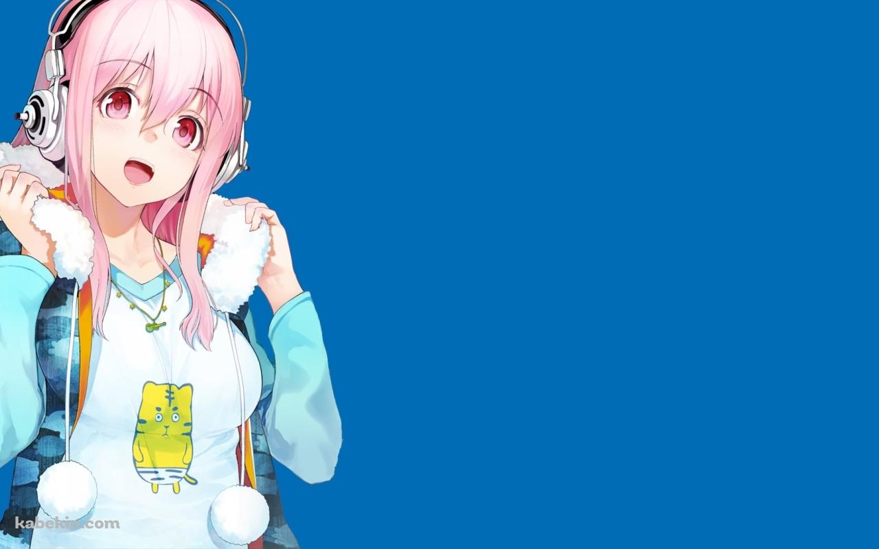 白いボンボンのついた襟巻を持つすーぱーそに子の壁紙(1280px x 800px) 高画質 PC・デスクトップ用