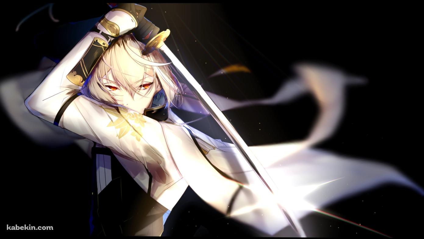 剣をかまえるかっこいい髭切(ひげきり) / 刀剣乱舞の壁紙(1391px x 783px) 高画質 PC・デスクトップ用