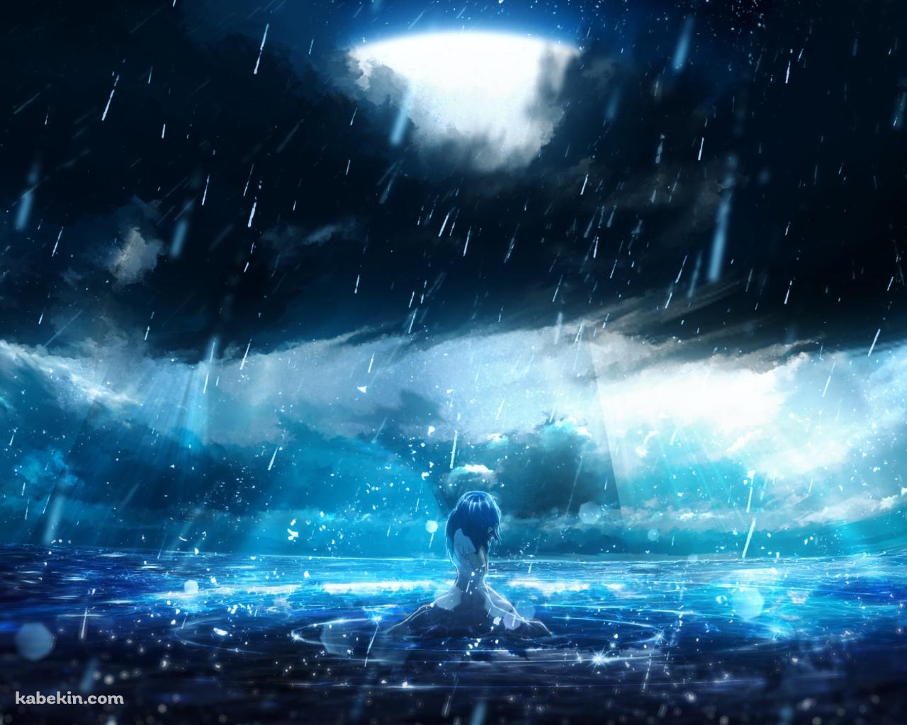 土砂降りの中、泣く少女の壁紙(1280px x 1024px) 高画質 PC・デスクトップ用