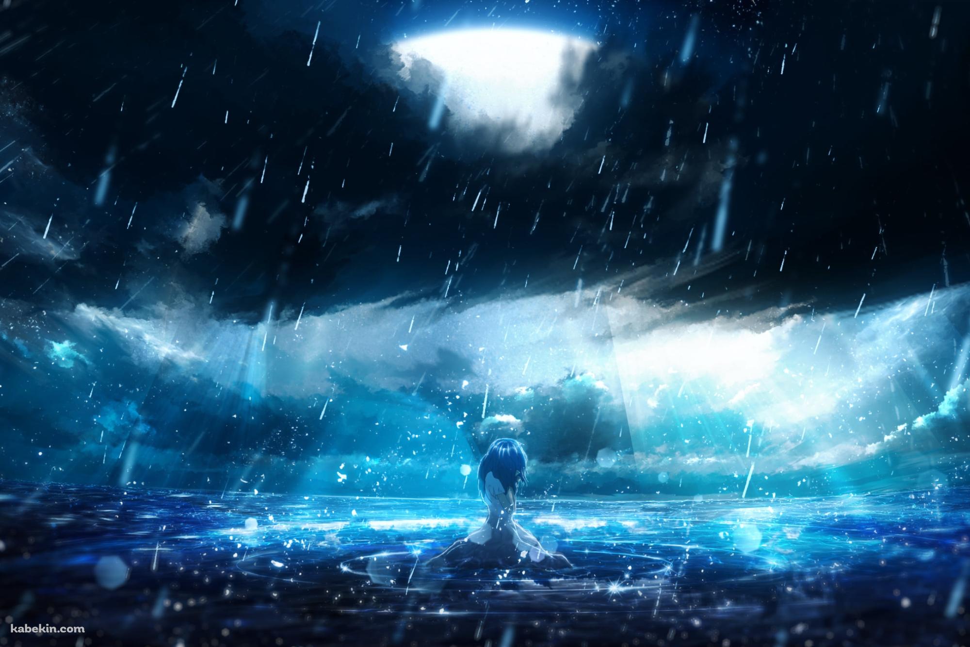 土砂降りの中、泣く少女の壁紙(2000px x 1333px) 高画質 PC・デスクトップ用