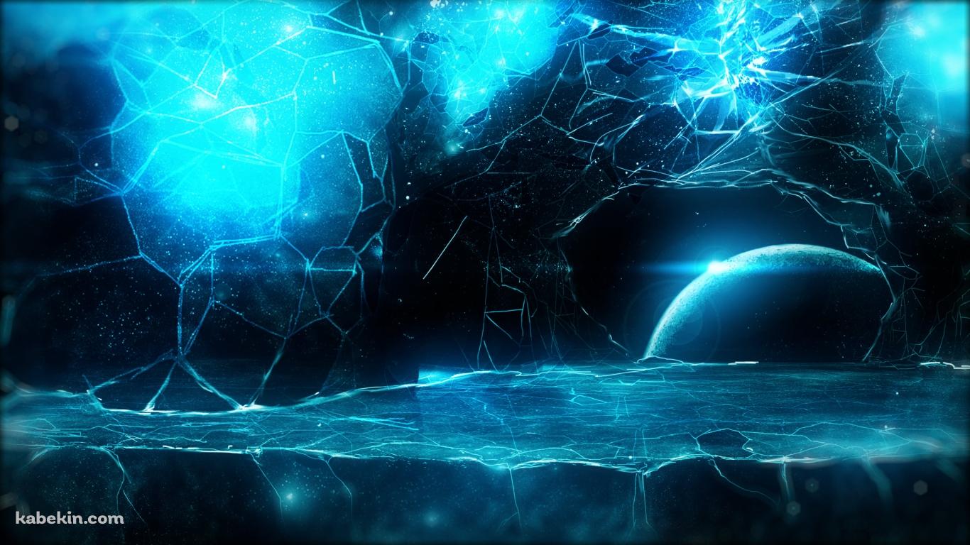 割れた青い宇宙の壁紙(1366px x 768px) 高画質 PC・デスクトップ用