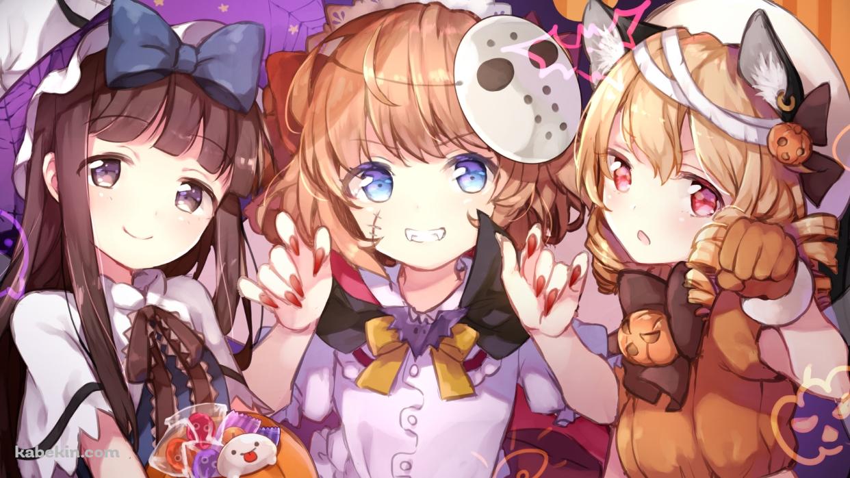 ハロウィンコスのスターサファイア、ルナチャイルド、サニーミルク / 東方の壁紙(1242px x 698px) 高画質 PC・デスクトップ用