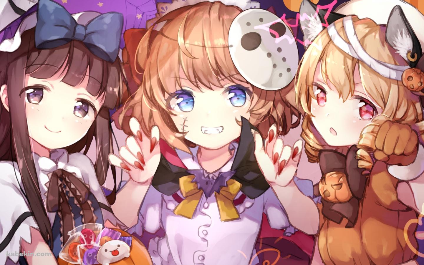 ハロウィンコスのスターサファイア、ルナチャイルド、サニーミルク / 東方の壁紙(1440px x 900px) 高画質 PC・デスクトップ用