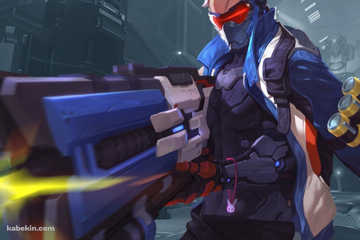 銃をかまえるソルジャー76 / オーバーウォッチの壁紙(1152px x 768px) 高画質 PC・デスクトップ用