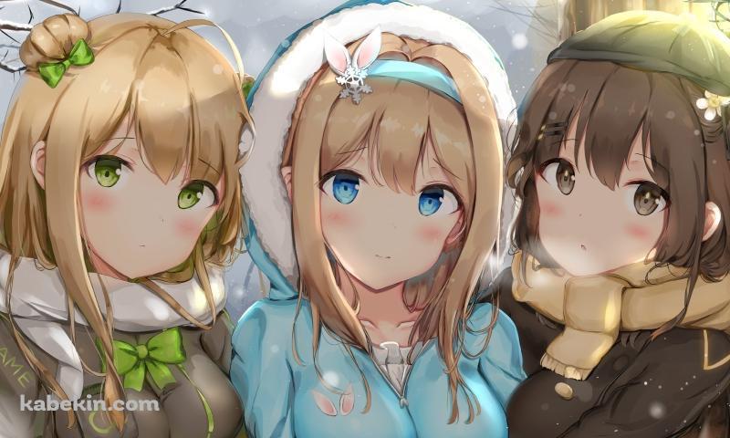 並んでこちらを見るスオミ / Am RFB / K2 / ドルフロ / ドールズフロントラインの壁紙(800px x 480px) 高画質 PC・デスクトップ用