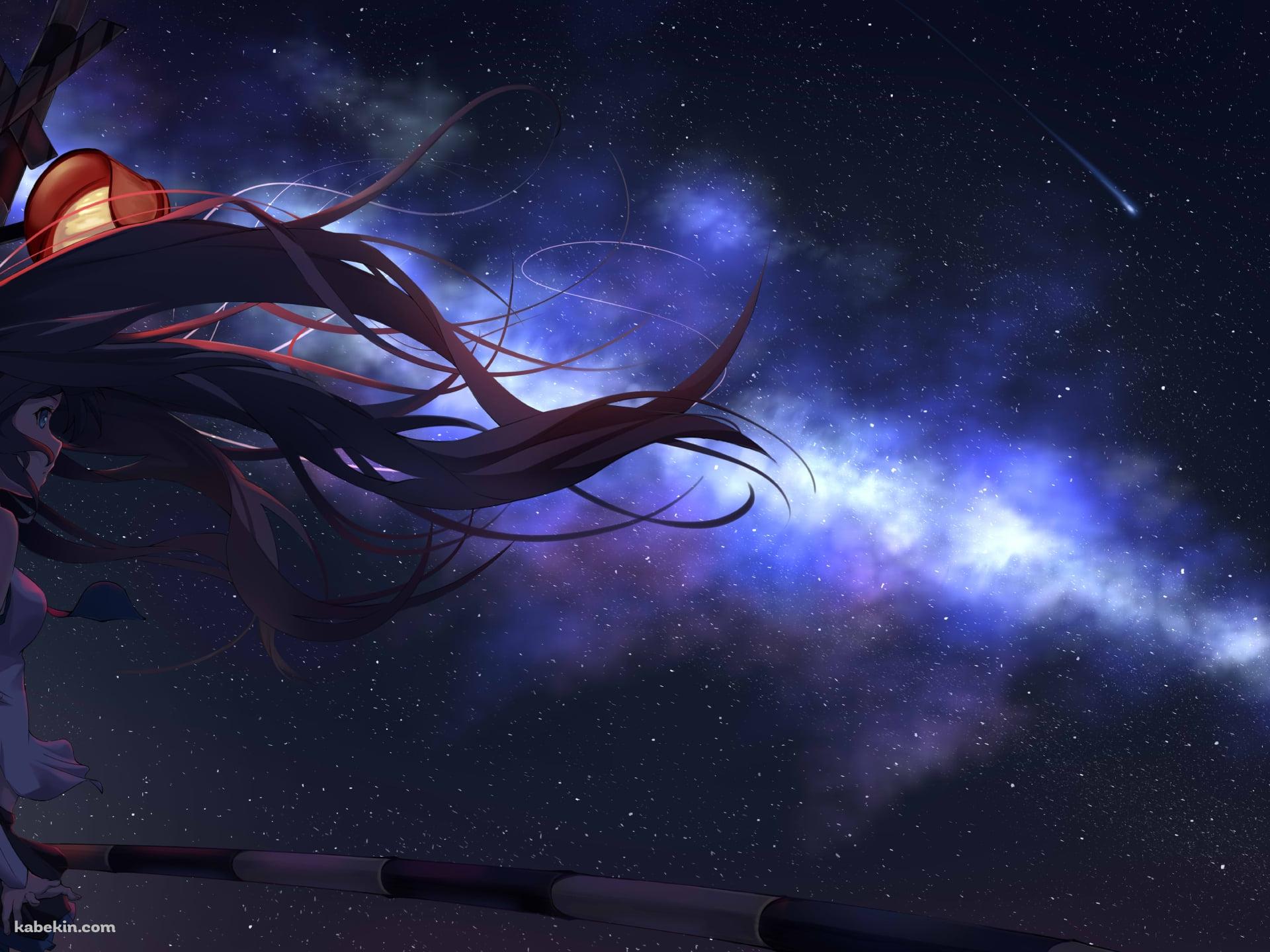 踏切の前で星空を眺める初音ミク / ボカロ / ボーカロイドの壁紙(1920px x 1440px) 高画質 PC・デスクトップ用