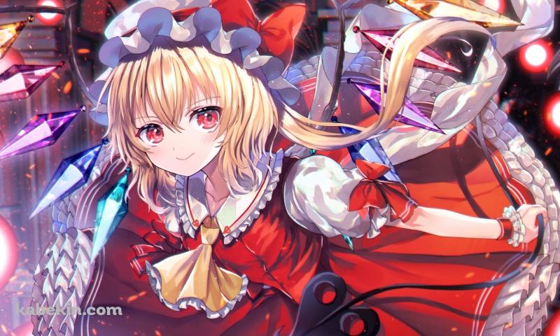 攻撃しながらこちらを見つめるフランドール・スカーレット / 赤いドレス / 東方の壁紙(800px x 480px) 高画質 PC・デスクトップ用