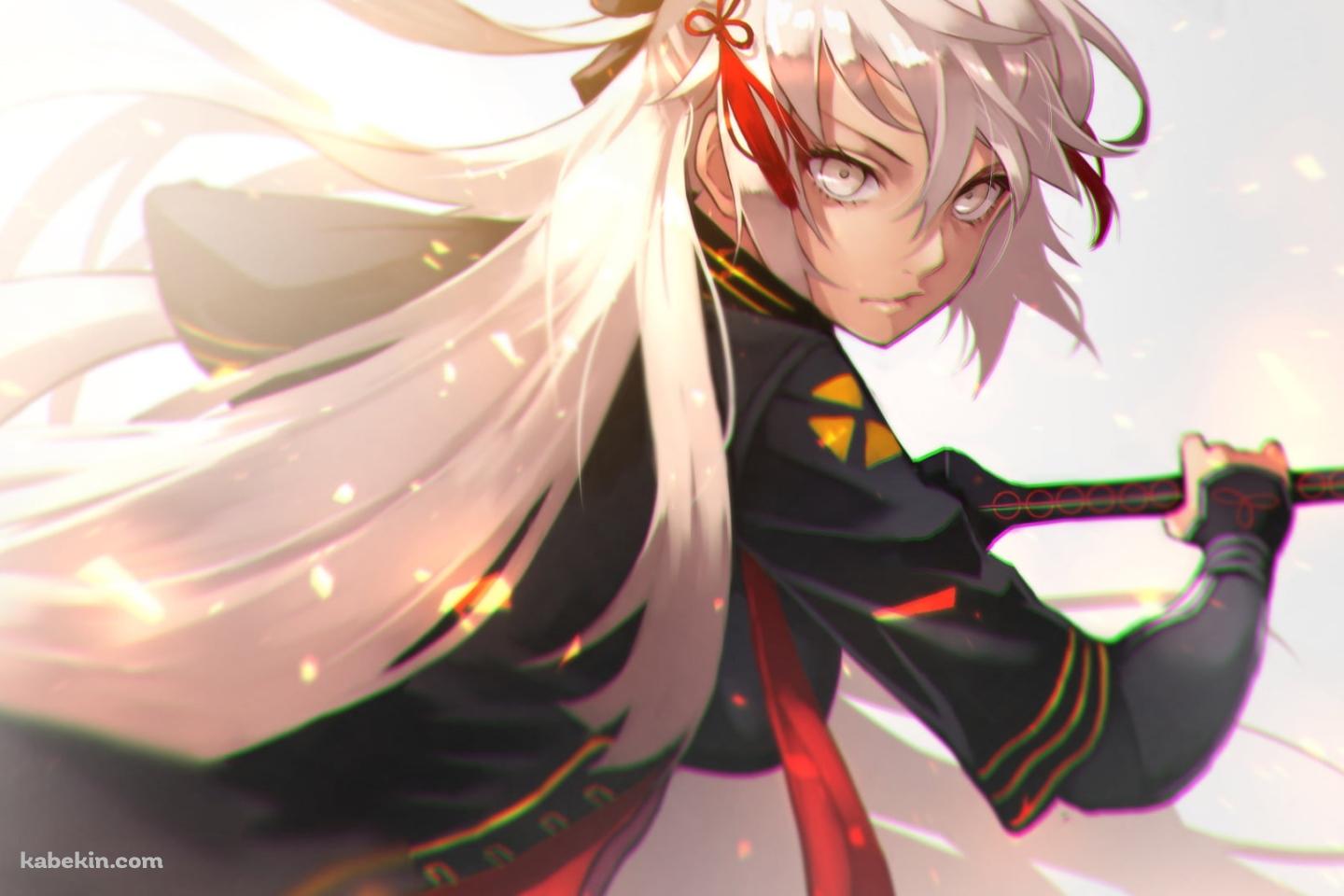 黒い剣の鞘に手をかける沖田総司 / Fate/grand orderの壁紙(1440px x 960px) 高画質 PC・デスクトップ用