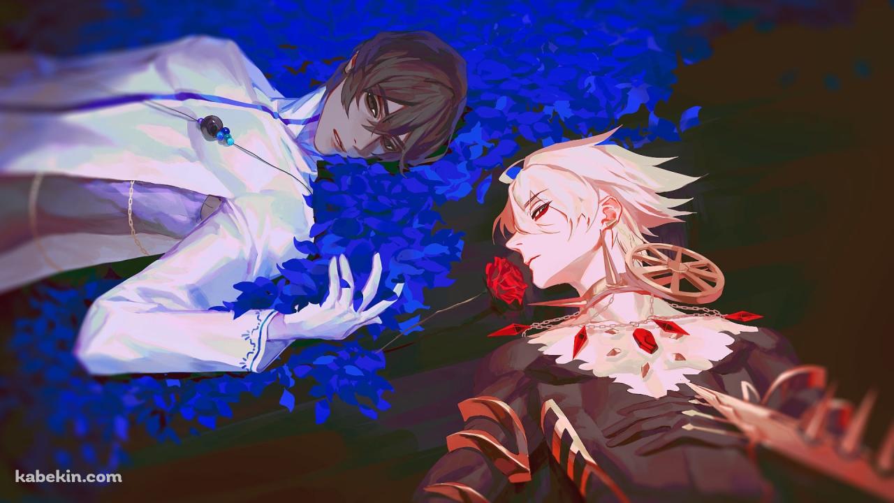 仰向けに寝るカルナとアルジュナ / Fate/grand orderの壁紙(1280px x 720px) 高画質 PC・デスクトップ用