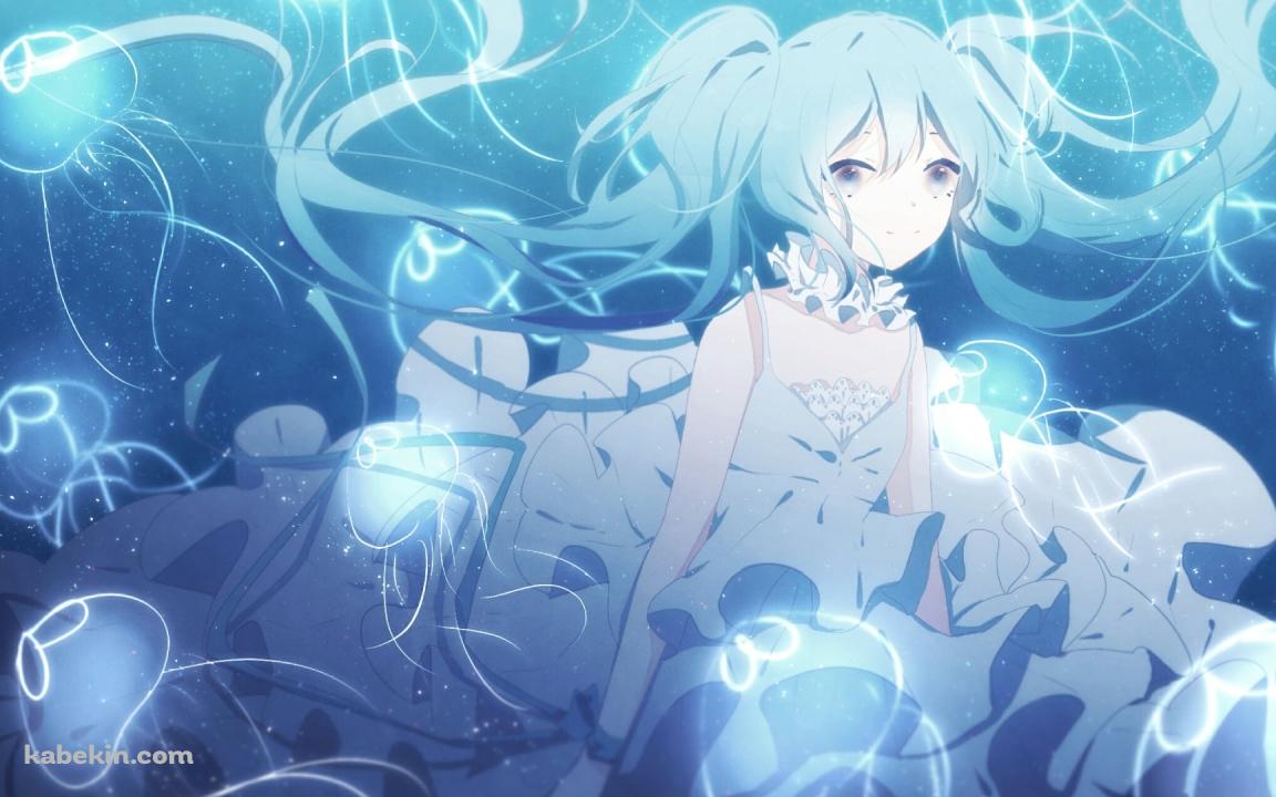 沢山のクラゲと泳ぐ初音ミク / ボカロ / ボーカロイドの壁紙(1152px x 720px) 高画質 PC・デスクトップ用