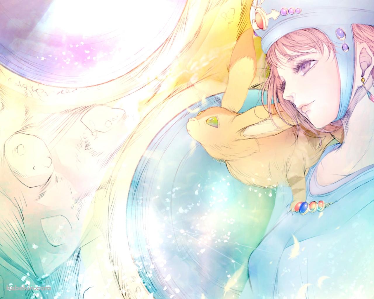 淡いタッチで描かれた風の谷のナウシカとテト / ジブリの壁紙(1280px x 1024px) 高画質 PC・デスクトップ用