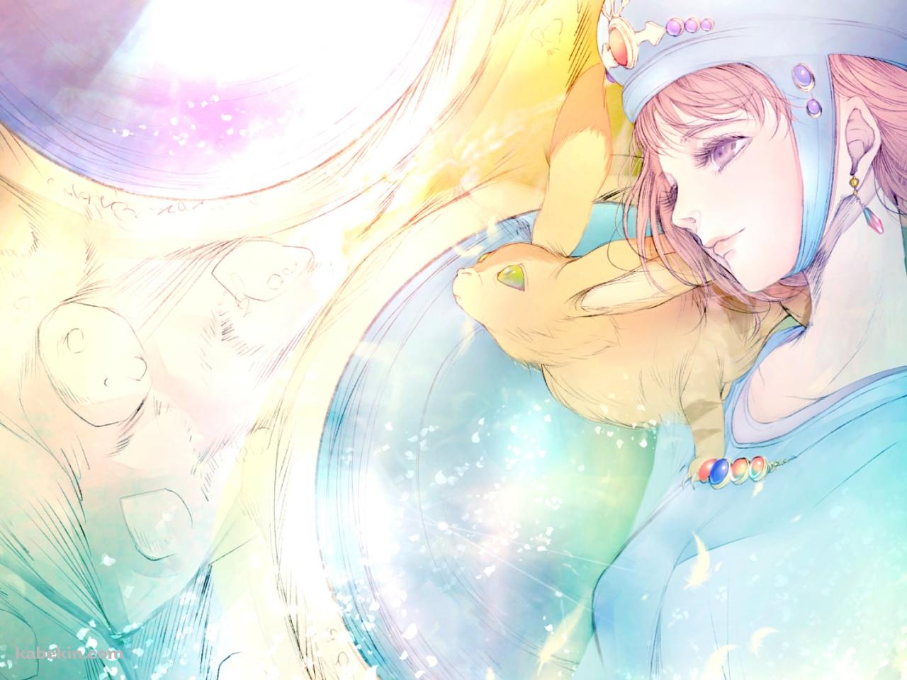 淡いタッチで描かれた風の谷のナウシカとテト / ジブリの壁紙(1280px x 960px) 高画質 PC・デスクトップ用