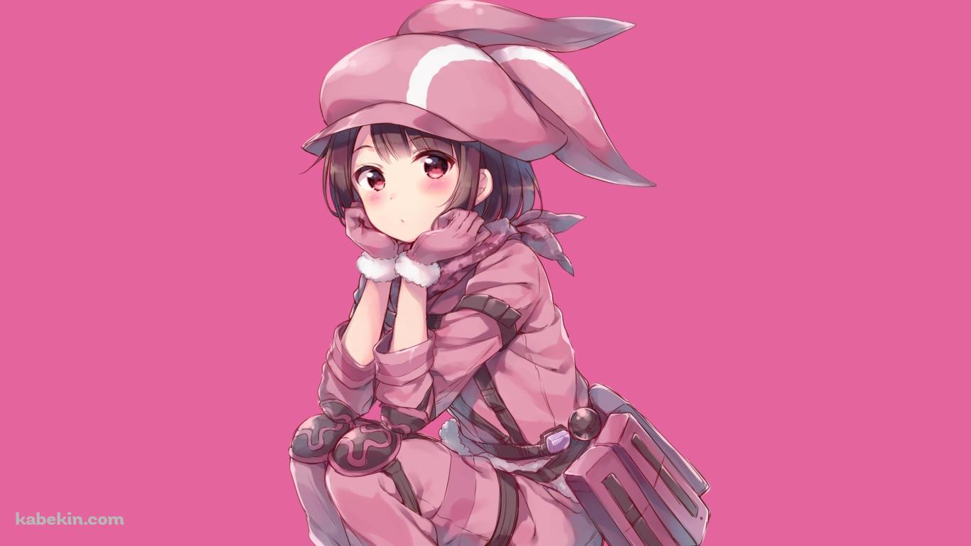 しゃがんでこちらを見つめる可愛いレン / ガンゲイル・オンラインの壁紙(1366px x 768px) 高画質 PC・デスクトップ用