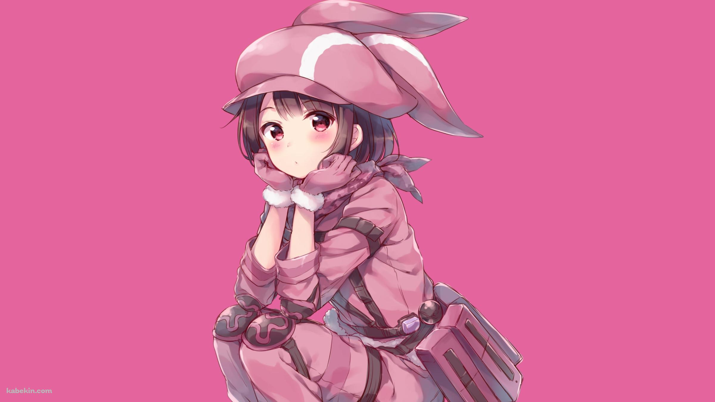 しゃがんでこちらを見つめる可愛いレン / ガンゲイル・オンラインの壁紙(2400px x 1350px) 高画質 PC・デスクトップ用