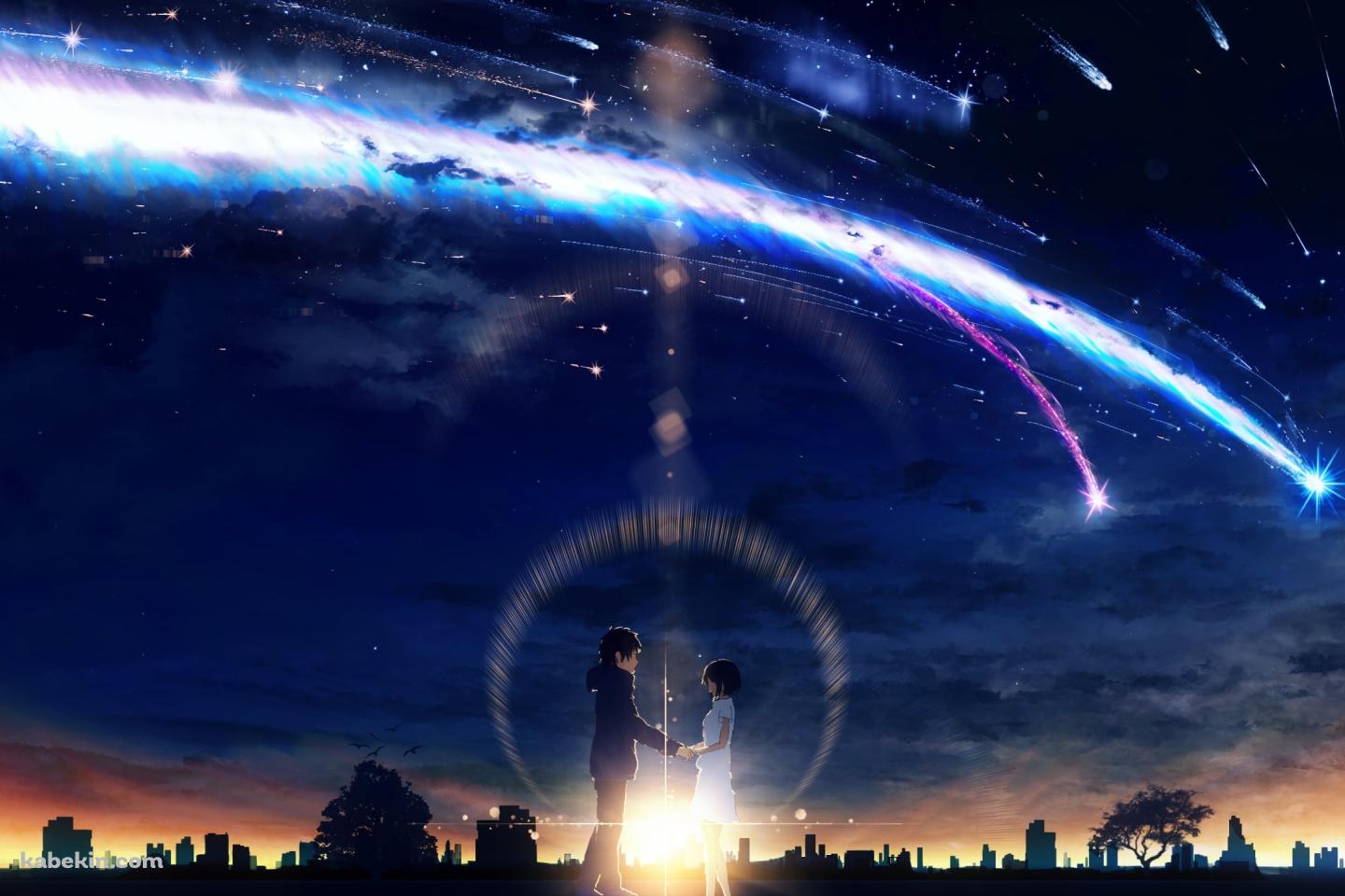 手をとりあう宮水三葉と立花瀧 / 君の名は。の壁紙(1440px x 960px) 高画質 PC・デスクトップ用