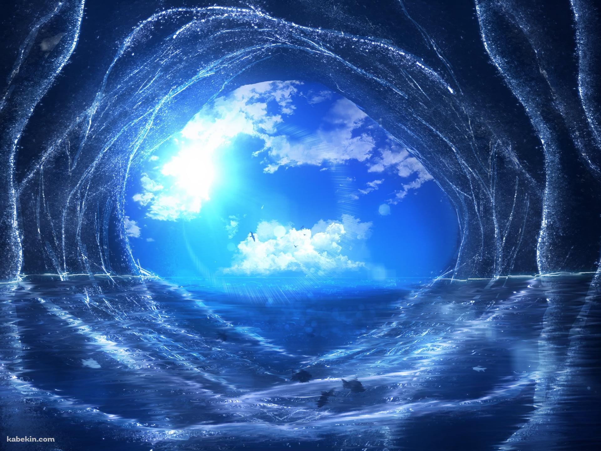 青空と海へ続く洞窟 / 逆光の壁紙(1920px x 1440px) 高画質 PC・デスクトップ用