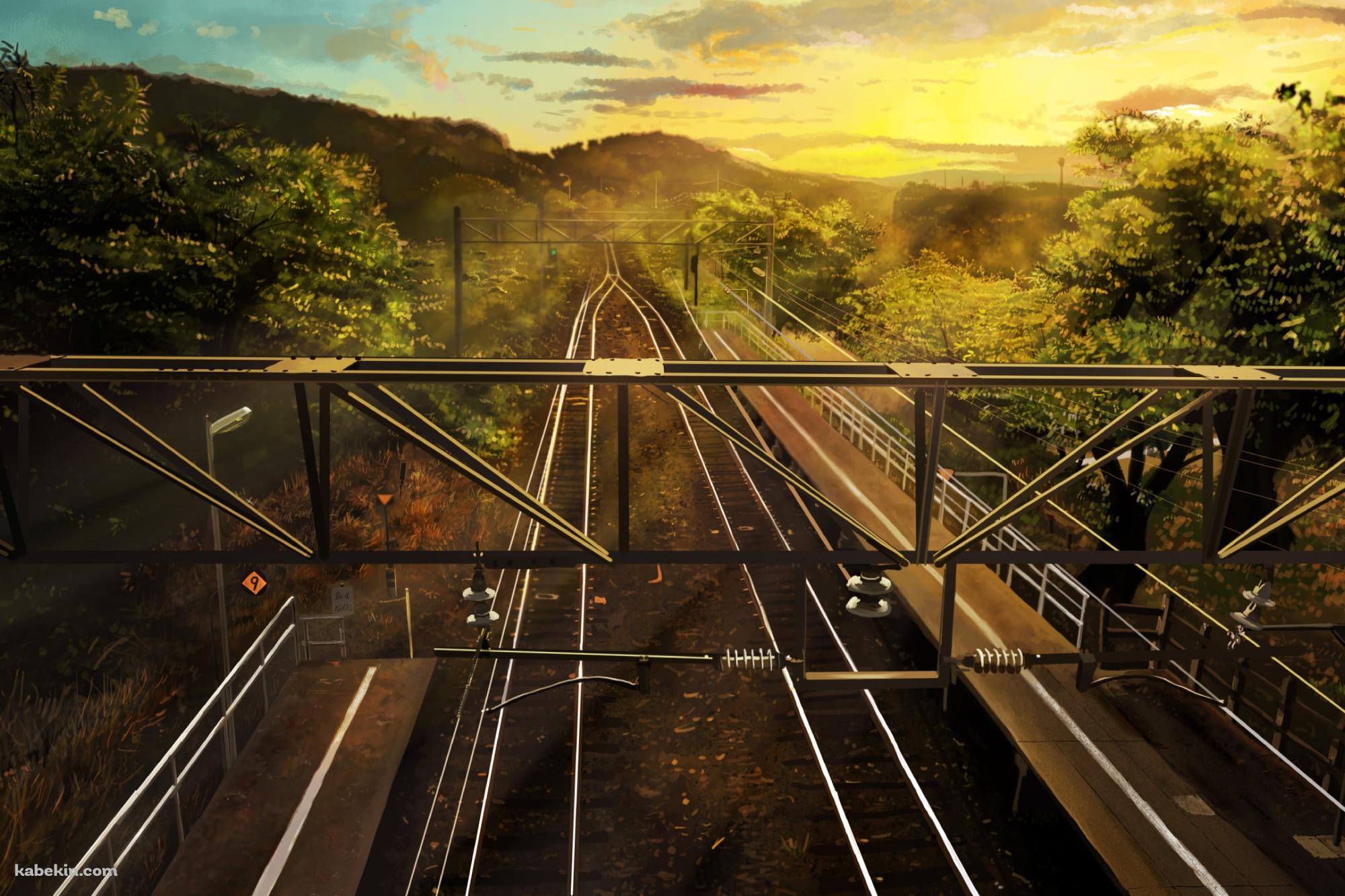 斜め上から見下ろした線路 / 駅の壁紙(2000px x 1333px) 高画質 PC・デスクトップ用