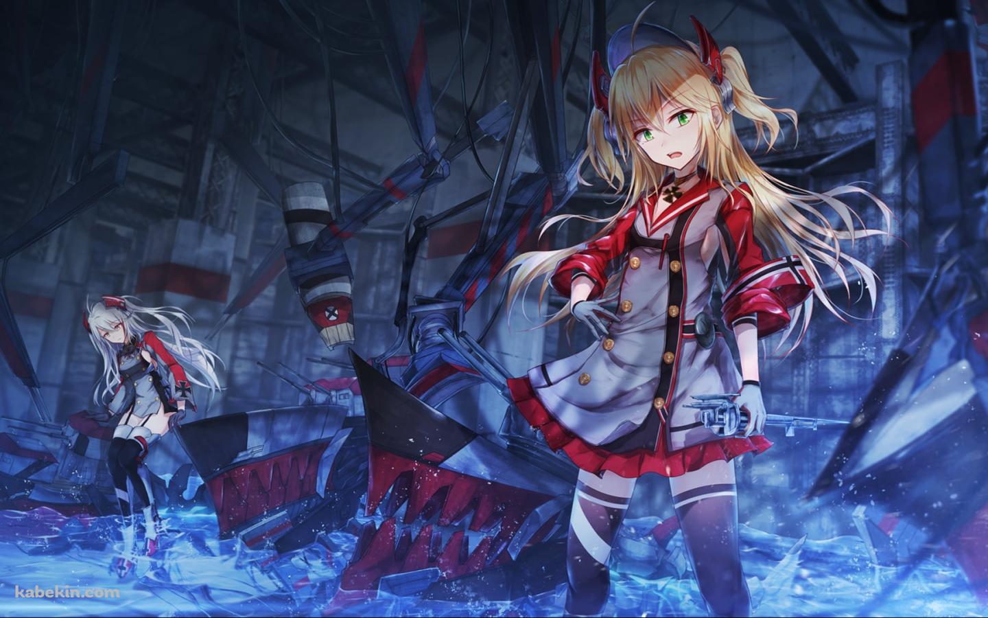 攻撃にそなえるプリンツ・オイゲンとアドミラル・ヒッパー / アズールレーンの壁紙(1440px x 900px) 高画質 PC・デスクトップ用