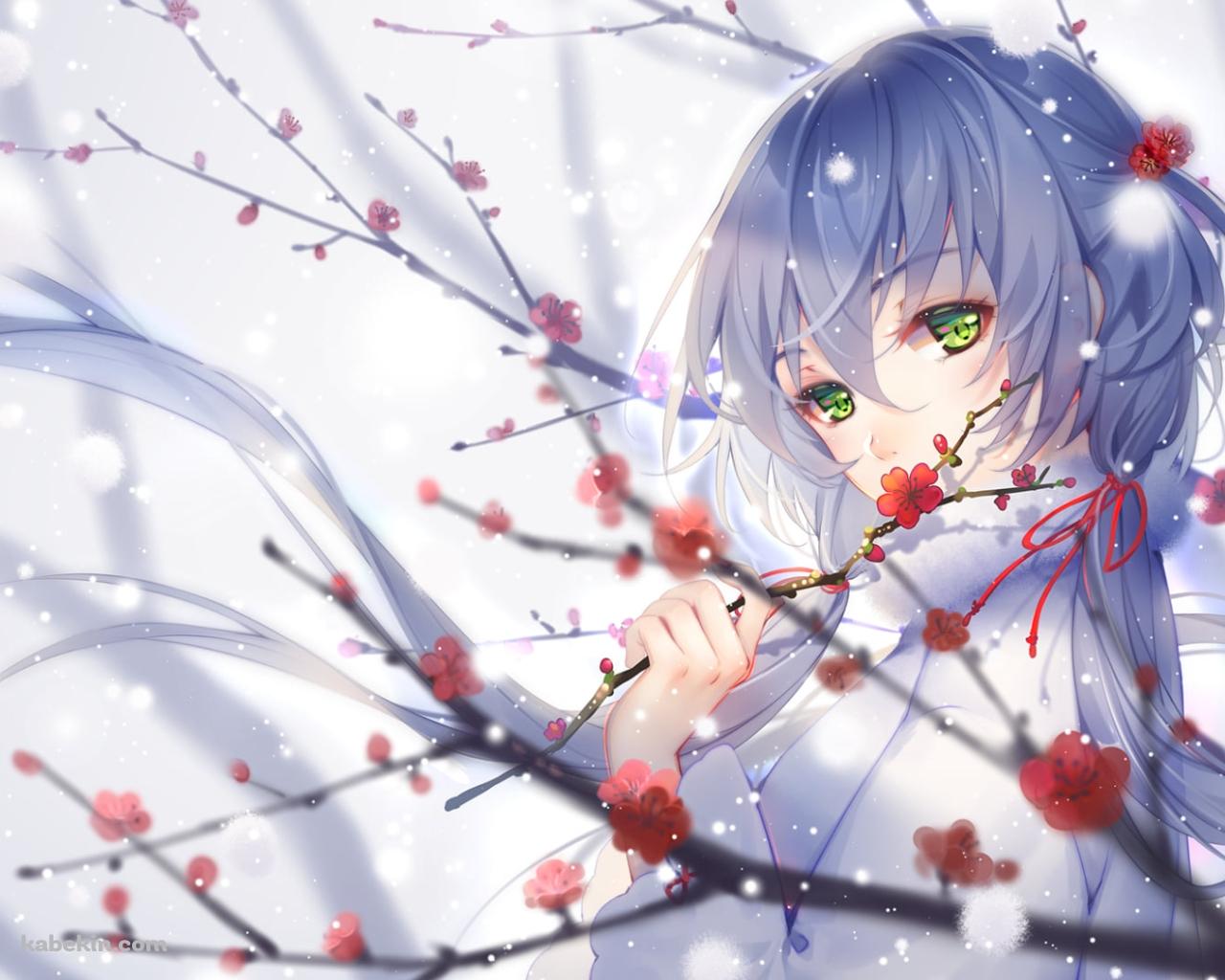 梅の花に手をかける綺麗な洛天依(ルォ・テンイ) / ボカロ / ボーカロイドの壁紙(1280px x 1024px) 高画質 PC・デスクトップ用
