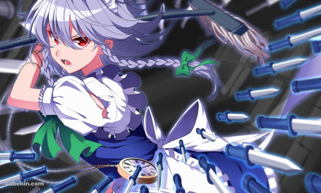 無数の剣を投げつけるかっこいい十六夜咲夜 / 東方の壁紙(1280px x 768px) 高画質 PC・デスクトップ用