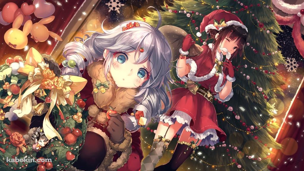 サンタコスの可愛い雷電芽衣とキアナ・カスラナ / クリスマス / 崩壊学園の壁紙(1024px x 576px) 高画質 PC・デスクトップ用