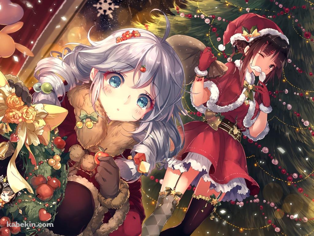 サンタコスの可愛い雷電芽衣とキアナ・カスラナ / クリスマス / 崩壊学園の壁紙(1024px x 768px) 高画質 PC・デスクトップ用