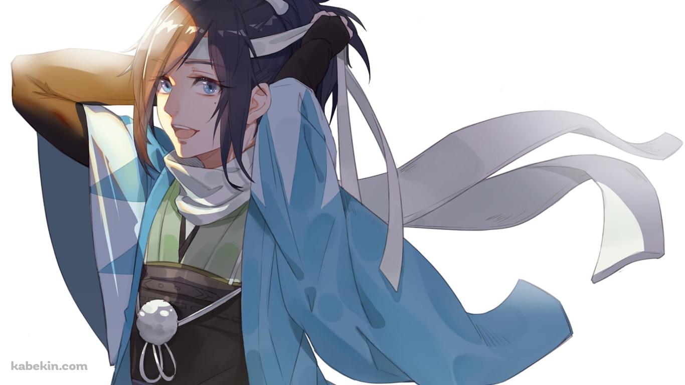 笑顔で鉢巻きを巻く大和守安定（やまとのかみやすさだ） / 刀剣乱舞の壁紙(1366px x 768px) 高画質 PC・デスクトップ用