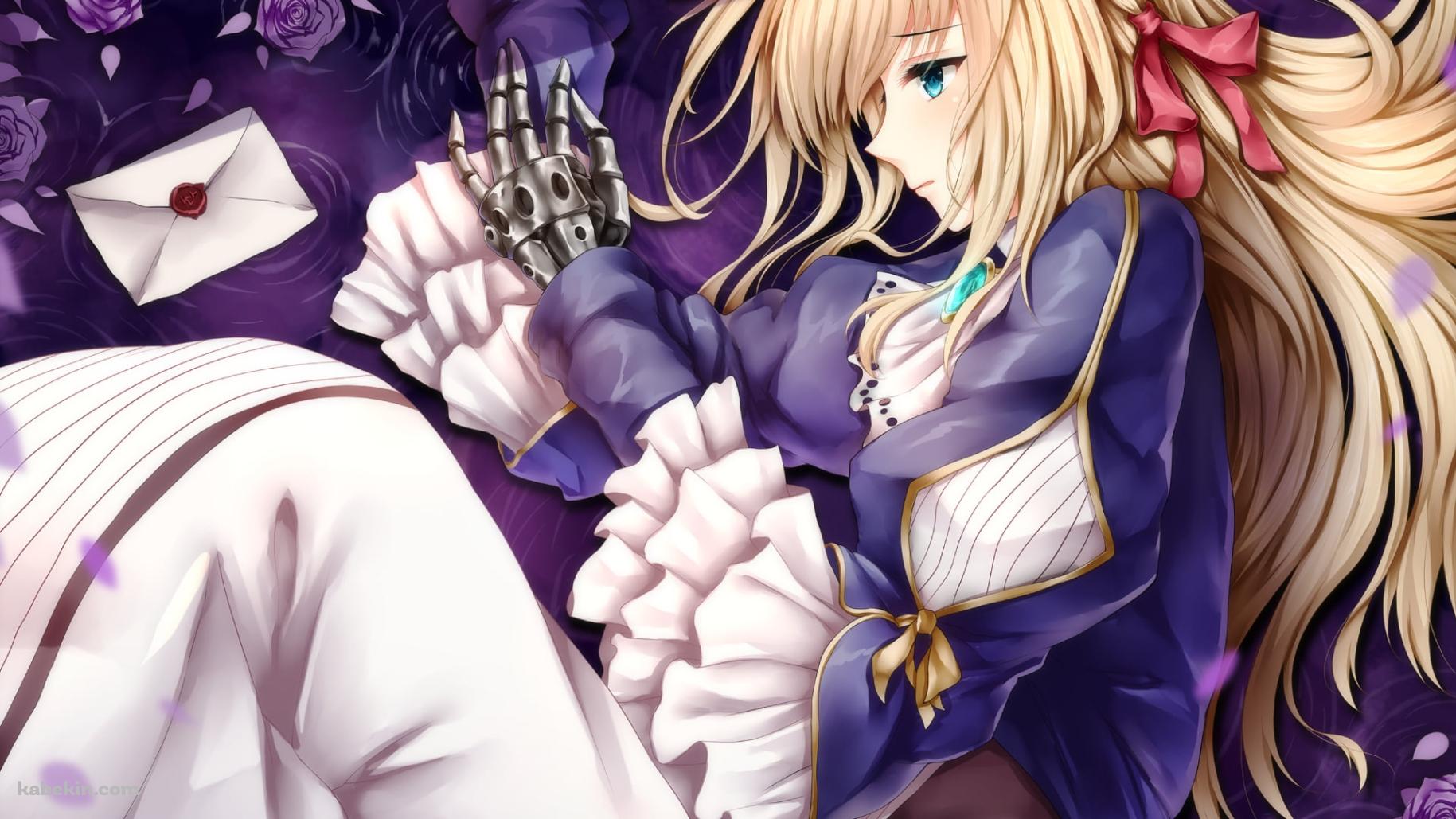 紫の薔薇に囲まれて寝るヴァイオレット・エヴァーガーデン / 義手の壁紙(1829px x 1029px) 高画質 PC・デスクトップ用