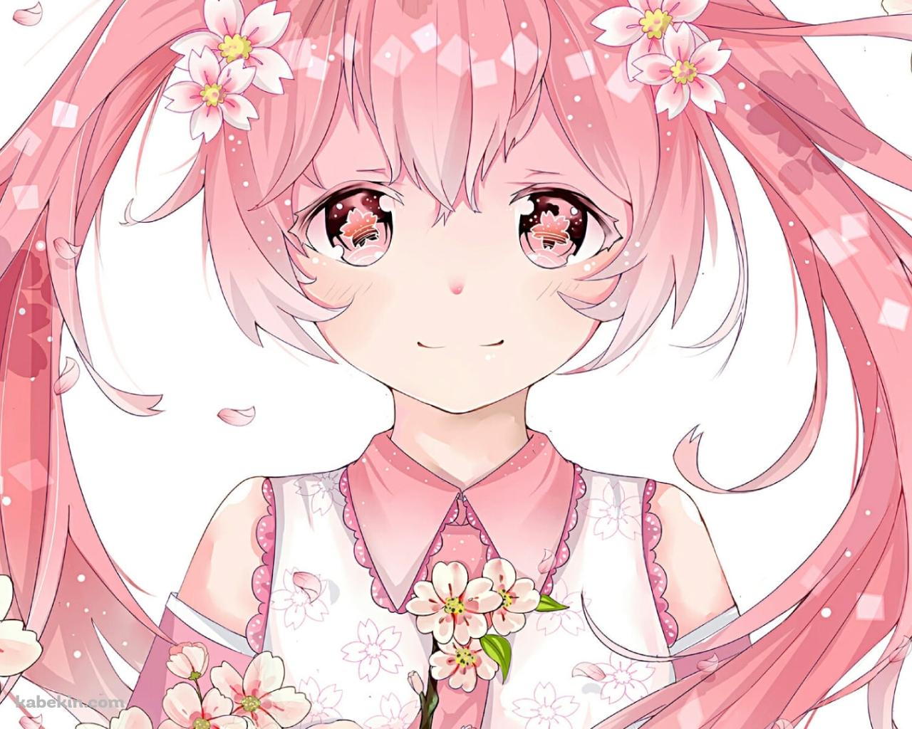 プニプニの桜ミク / 桜の花 / ボカロ / ボーカロイドの壁紙(1280px x 1024px) 高画質 PC・デスクトップ用