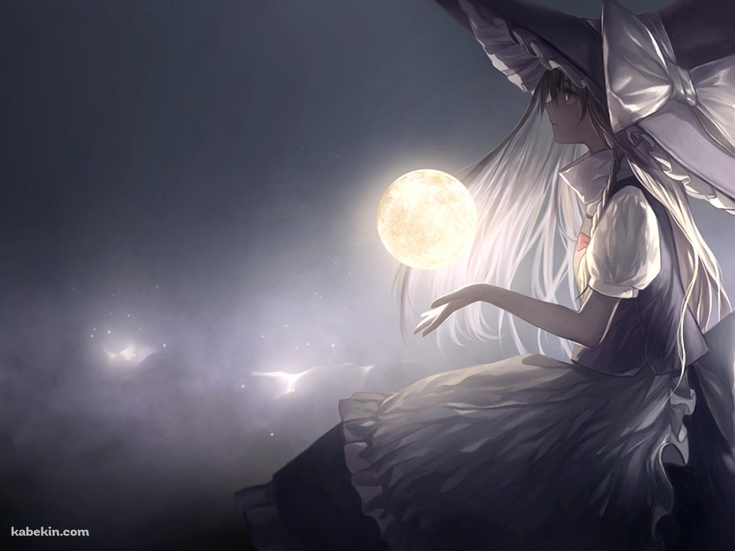両手の上の満月と霧雨魔理沙 / 東方の壁紙(1440px x 1080px) 高画質 PC・デスクトップ用