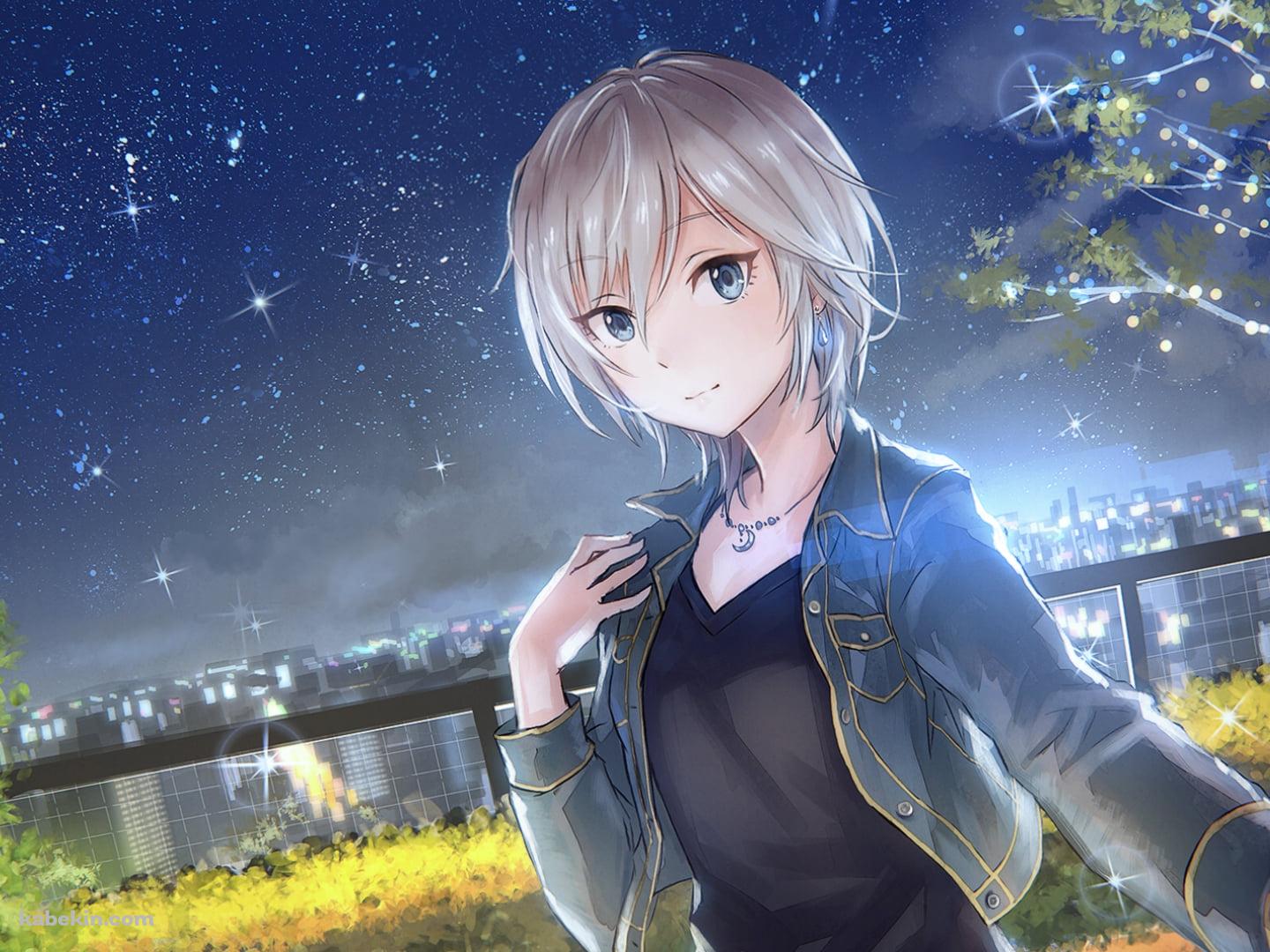夜の街並みと星空とアナスタシア / アイドルマスターシンデレラガールズの壁紙(1440px x 1080px) 高画質 PC・デスクトップ用
