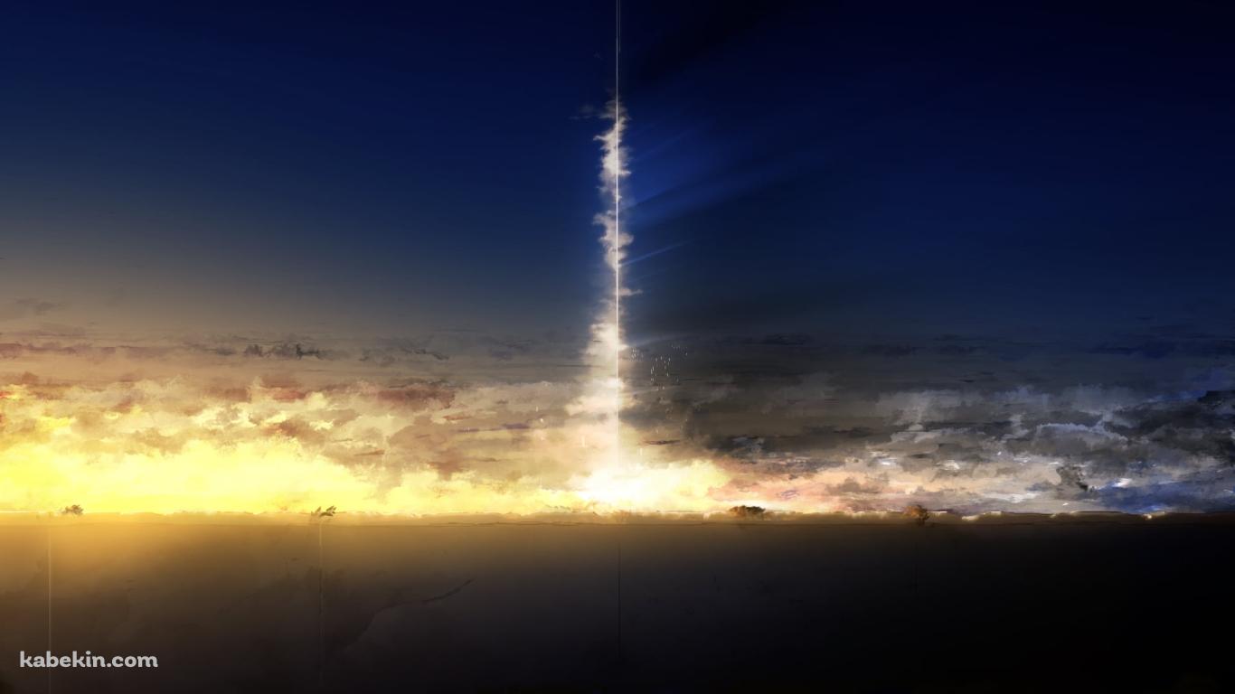 大地に振り注ぐ光りの柱の壁紙(1366px x 768px) 高画質 PC・デスクトップ用