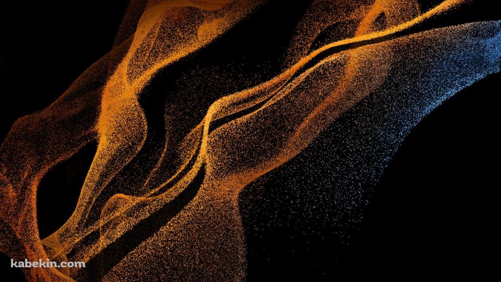 オレンジと青の砂のようなパーティクルの壁紙(1024px x 576px) 高画質 PC・デスクトップ用