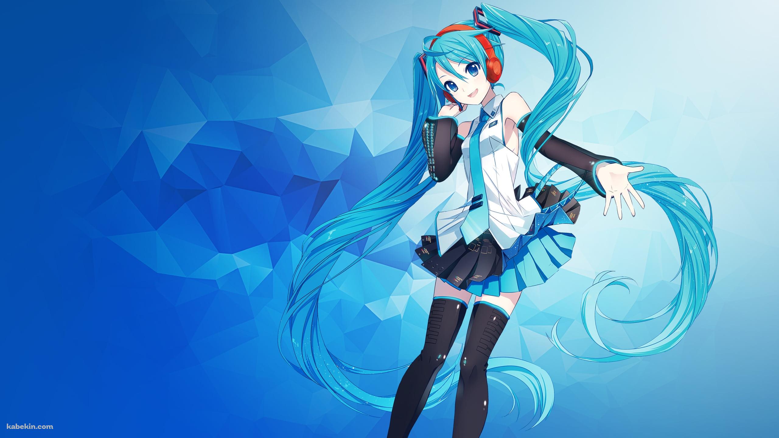 左手をかざす初音ミク / ボカロ / ボーカロイド(2560x1440px)の