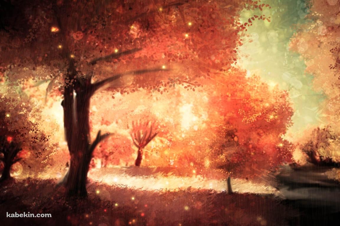 乱反射する光と紅葉 / イラストの壁紙(1152px x 768px) 高画質 PC・デスクトップ用
