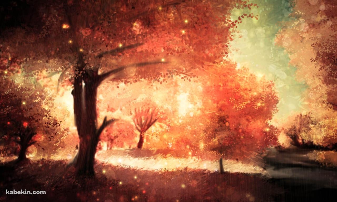乱反射する光と紅葉 / イラストの壁紙(1280px x 768px) 高画質 PC・デスクトップ用