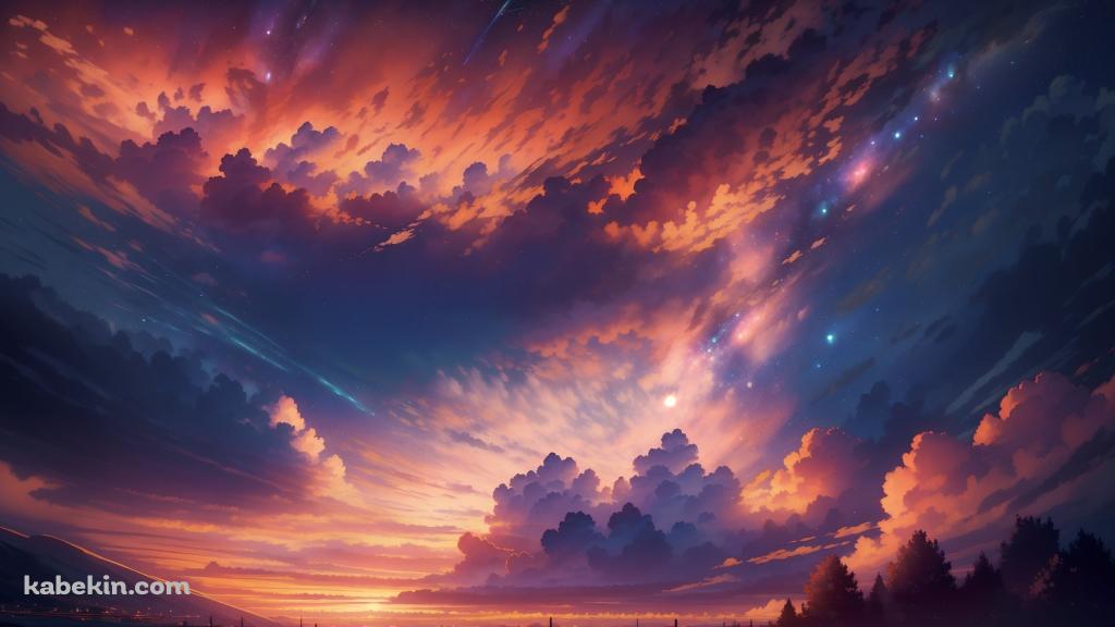 夕焼けに染まる綺麗な空 / 吸い込まれるような絶景の壁紙(1024px x 576px) 高画質 PC・デスクトップ用