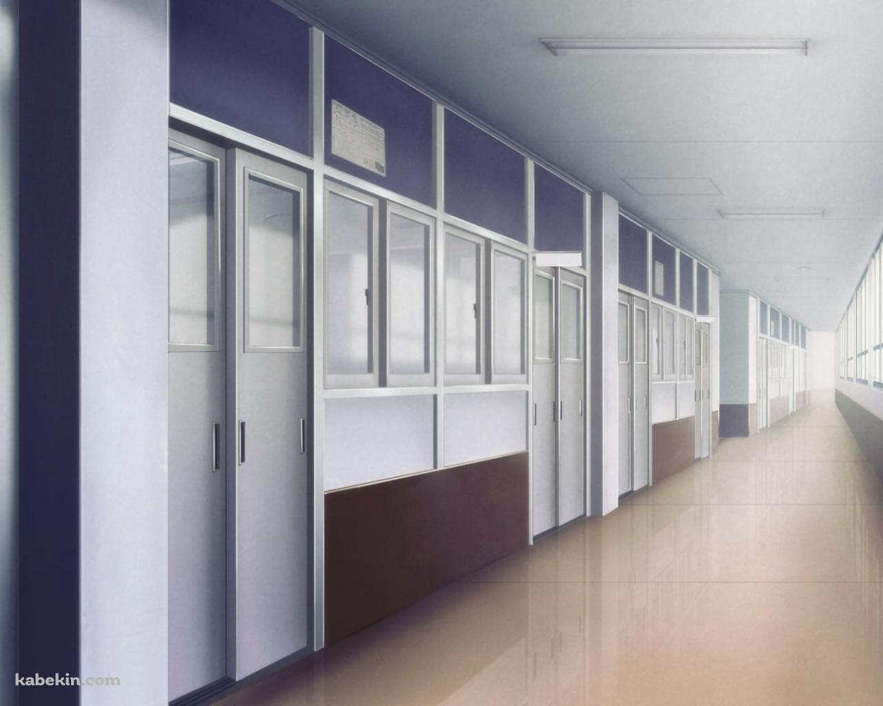 まっすぐ伸びる学校の廊下の壁紙(1280px x 1024px) 高画質 PC・デスクトップ用