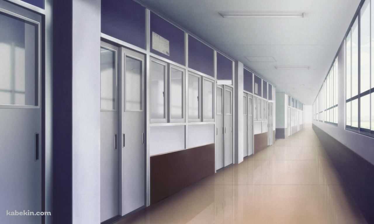 まっすぐ伸びる学校の廊下の壁紙(1280px x 768px) 高画質 PC・デスクトップ用