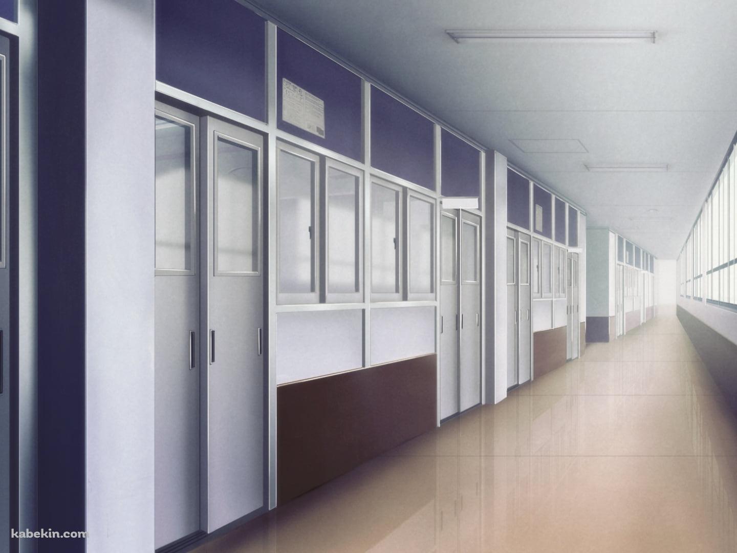 まっすぐ伸びる学校の廊下の壁紙(1440px x 1080px) 高画質 PC・デスクトップ用