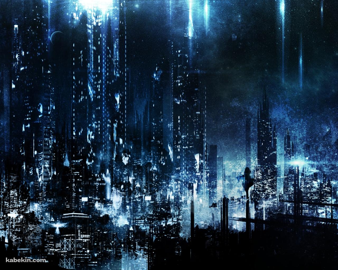 青い光が降るビル群 / IA / イア / ボカロ / ボーカロイドの壁紙(1280px x 1024px) 高画質 PC・デスクトップ用